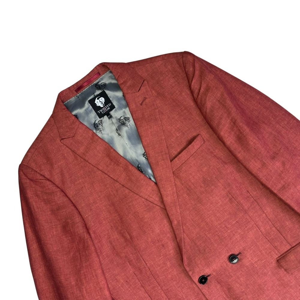 Twisted Tailor Panther Jacket Linen Blazer Twisted Comb Men 44 Rust Red Vacation - Picture 2 of 13